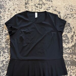 SPANX Black Pleated Hem Blouse